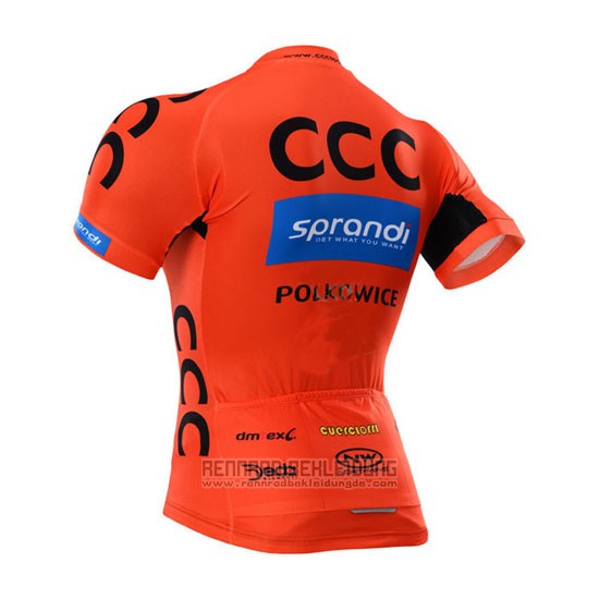 2015 Fahrradbekleidung CCC Shwarz und Orange Trikot Kurzarm und Tragerhose - zum Schließen ins Bild klicken